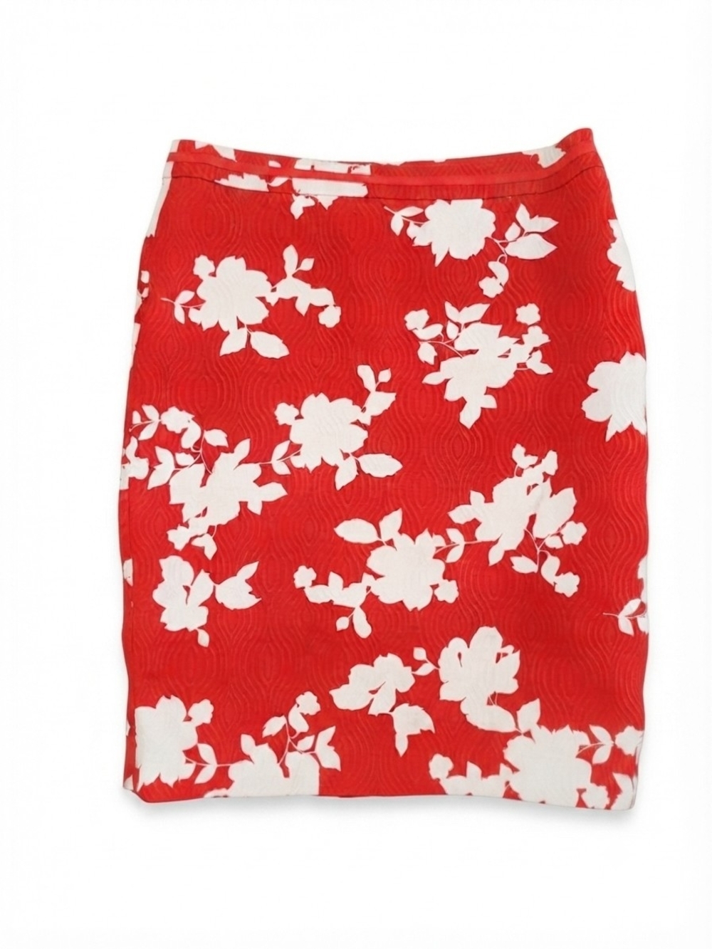 Talbots Red Floral-Print Pencil Skirt